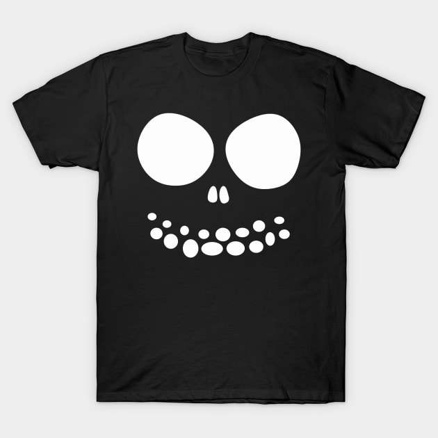 Skull Face Easy Halloween Costume Black T-Shirt by julieerindesigns